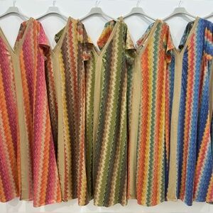 MADE IN ITALY Colorful Zigzag Patterned Maxi Dresses